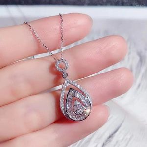 Hänge halsband mode unik gåva för kvinnor flickor födelsedag 925 sterling silver vit vattendropp zirkon med 18 tum kedja set