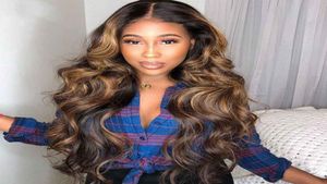 Highlight Ombre Honey blonde Body Wave 13x4 Lace Front Human Hair Wigs Brazilian Remy Hair Pre Plucked 150 For Black Women2981138