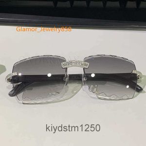 Hot Selling 925silver Baguette Moissanite Sun Glasses Diamond Men Rimless Metal Purple Lens Sunglasses N4MJ