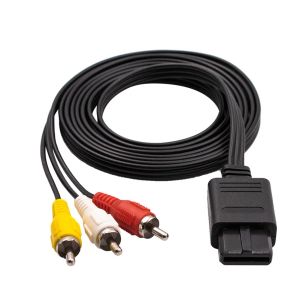 Kablar 100 st/Lot 1.8m 6ft AV TV RCA Video Cord Cable för spelkub/för SNES Gamecube/för Nintendo för N64 64 Game Cable Wholesale