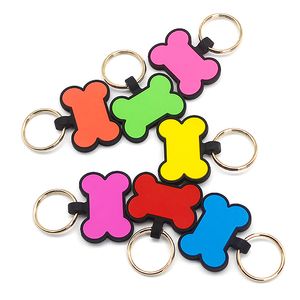 Kreative knochenförmige Hundemarken-Schlüsselanhänger, DIY, lebensmittelechtes Silikon, Haustierausweis, Haustiermarken, Schlüsselanhänger, 8 Farben