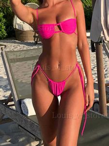 Kvinnors badkläder Rinabe Sexig Bikinis Cup Swimsuit String badkläder Bikini Set Micro Thong Bathing Suit Women Beachwear Two Piece Biquinis T240222