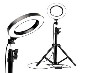 Inomhusbelysning LED Ring Light Po Studio Camera Pography Dimble Video Lamp för smink selfie med stativtelefonhållare7880667