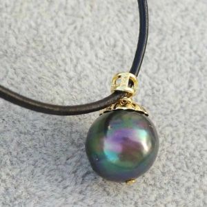 Pendants Natural 1112mm black Tahitian pearl 14k gold necklace Beads Amulet Stainless Charms Fashion Women Healing Gifts Reiki Necklace