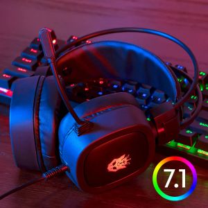 Kulaklık Oyun Kulaklığı 7.1 Sanal Surround Ses Gamer Kulaklıkları PS4 PC Bilgisayar için USB kablolu mikrofon kulaklık ile ses kontrolü