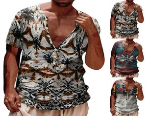 Men039s Tshirts Deep V Neck TシャツMen Mens Digital 3D Fasten Shirt Slee Short Top Fashion Men39s White Bulkmen039751402