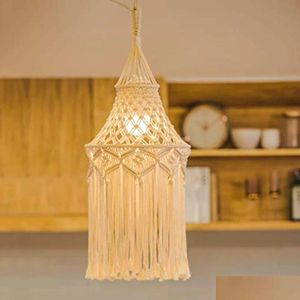 Гобелены ручной работы Rame Light Shade Люстры Подвесные Er Boho Chic Тканый гобелен Украшение домашней комнаты 240115 Прямая доставка Сад Dh3Oy