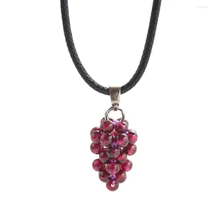 Pendant Necklaces Natural Garnet Amethyst Crystal Quartz Grape Vitis Necklace DIY Wedding Brides Choker Charm Amulet Dangle Mascot Jewelry