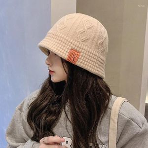 Berets Patch Fisherman Hat Women's Autumn And Winter Wool Warm Out Knitted Casual Basin Big Head Wai