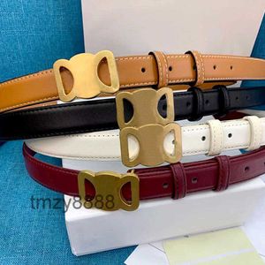Woman Belt Luxury Lady Narrow Belts Classic Genuine Leather Gold Buckle 4 Color Width 2.5cm MJIG