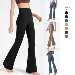 Alinhar LU-07 Calças femininas de ioga cor sólida Nude Sports Shaping Cintura Apertada Queimada Fitness Solta Jogging Sportswear