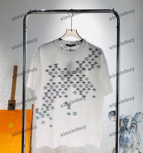 Xinxinbuy Men Designer Tee T Shirt 2024 Kolorowy gradientowy litera drukowania 1854 Bawełniana bawełniana kobiety szary czarny biały s-4xl
