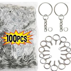 Keychains Metal Blank Keyring Keychain Split Rings Keyfob Key Lobster Clasp Chain Pendant Ring Stainless Useful Steel