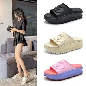 Designer rubber sandals fashion luxury womens print embossed Interlocking slides black beige pink brown