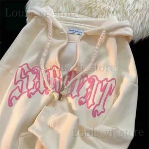 Hoodies Womens Sweatshirts y2k خمر رسالة طباعة هوديس النساء غير الرسمي على الأكمام الطويلة معاطف سائحة هاراجوكو القوطي