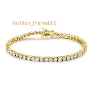 2023 3 mm 14k 18K Gold Def Lab Diamond Tennis Branslete Bransoletka Trenda Modna biżuteria