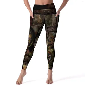 Pantaloni attivi Meravigliosi leggings dal design Steampunk Tecnologia Edel meccanica a vita alta Yoga Novità Legging elasticizzato Lady Graphic