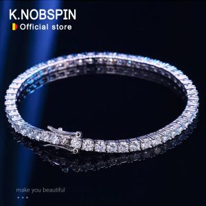 Bangles Knobspin 3mm 4mm D Color Moissanite Tennis Bracelet Full Diamond Gra 925 Sterling Silver Wedding Jewelry Bracelets for Women Man