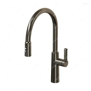 Torneiras de pia do banheiro Gun Grey Vegetal Basin Universal Rotating Pull Branco e Frio Torneira de Cozinha