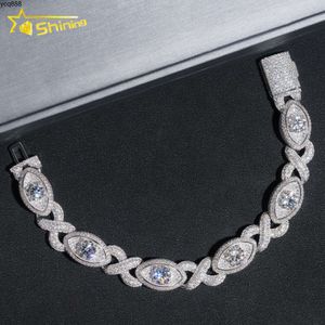 Specjalny mrożony mrożony Diamond Moissanite 925 Srebrny Srebrny 13 mm Big Eye Hip Hop Biżuteria Kubańska Bransoletka