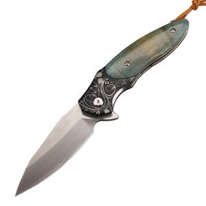 A2261 Flipper Folding Knife ASP30 Satin Blade Cured Wood med stålplåthandtag utomhusbollslagerbricka snabba öppna mappknivar