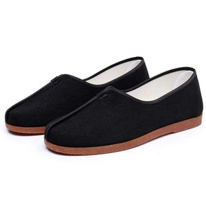 Yunpeng Men's Kung Fu伝統的な中国の古い北京シューズ、ノンスリップTPRソール格闘技Tai Chi Shoes Black