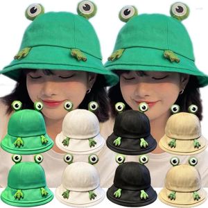 Baskenmützen Cartoon Frosch Eimer-Hüte Frauen Fischer Kappen Weibliche Sonnenschein Panama Kind-Eltern Outdoor Wandern Strand Reise Sonnenhut Bob