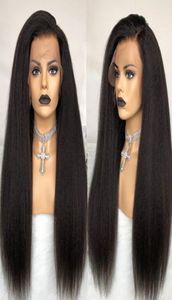 Kinky peruca reta cheia do laço perucas de cabelo humano para preto feminino 250 densidade u parte peruca yaki peruca cheia do laço perucas dianteiras do laço everbeauty1329633