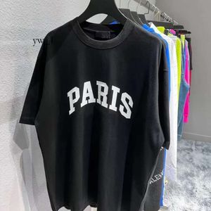 BALENCIGALY France Paris Designer Botton Blend T koszule litera drukowane męskie rękawy graficzne 2b Ubrania swobodne modne trend Balecoigaly Crew Seckie 1278