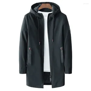 Мужские куртки 2024, весенняя ветровка, легкая модная уличная водонепроницаемая мужская ветрозащитная повседневная куртка с длинным капюшоном