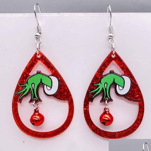 Charm Weihnachten Ohrstecker Acryl Tropfen Ohrringe Mode Jingle Bell Weihnachtsbaum Charm Baumeln Krücke Schneemann Schneeflocke Weihnachtsmann Glitzer T Dhlm3