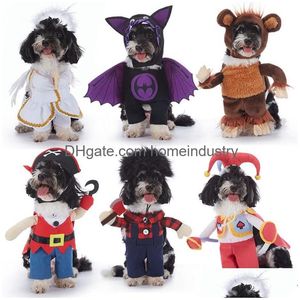 Natal Halloween Cão Trajes Engraçados Vestuário Cosplay Traje Roupas Festa Para Pequenos Cães Médios Atacado Drop Delivery Dhtbf