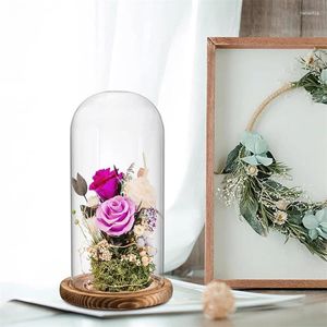 Flaskor 3x glasomslag kupol blomma burk klocka cloche transparent displayfodral för basstativ bokkupoler ljusbord mittpiece jul