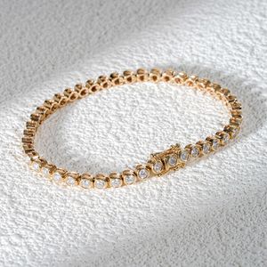 Starsgem joias finas 10K moldura de ouro com ajuste de tênis com pulseira de corrente de diamante de moissanite com corte redondo brilhante de 2,5 mm