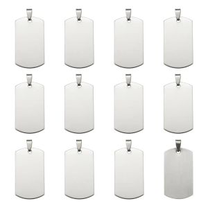 Necklaces 50pcs 201 Stainless Steel Rectangle Blank Stamping Tag Pendants with Snap on Bail Supplies for Diy Jewelry Necklace Making