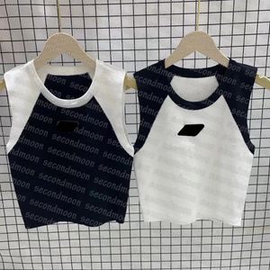 Metal Badge Tanks Top Women Crew Neck Vest Summer Gym Yoga Tops Casual Knitted T Shirt