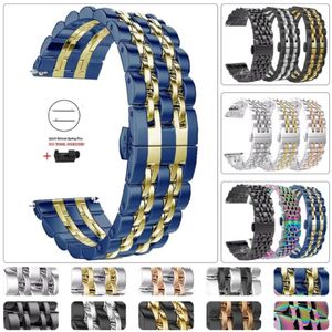 Titta på band för Galaxy 46mm Band 22mm Quick Release Solid Metal rostfritt stål Rem Armband Armband S3 Classic252Z