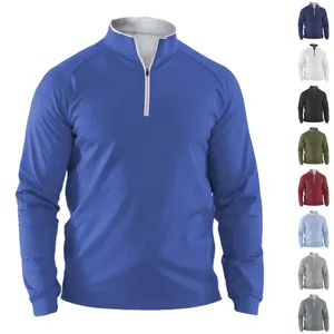 Men's Sweaters Quarter Zip Long Sleeve Pullover Shirt Mens Performance Plunging