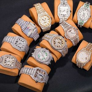 Hip Hop Bussdown 41mm Moissanite Erkek Buzlu Markalı Saatler VVS Mossanit Watch