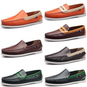 Scarpe da corsa da uomo in pelle stile britannico5 nero bianco marrone verde giallo rosso moda outdoor comode traspiranti 24