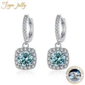 Örhängen Joycejelly Luxury Solid Silver 925 Jewelry 1CT D Color Moissanite örhängen för kvinnor Green Blue Lab Created Diamond Eardrops