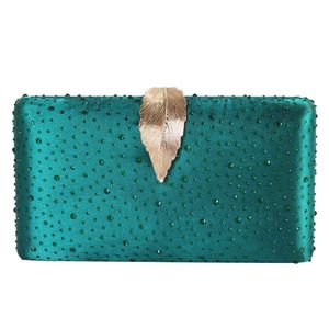 Fashion gilded Green Handbag metal leaf evening dress bag annual party handbag bride wedding dress bag 240222 240222