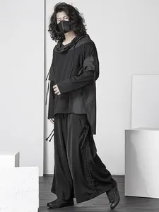 Etnik Giyim Bat Sleeve T-Shirt Koyu Cape Tasarımı Modaya Modaya Gizli Erkekler Goth Omuz Gevşek Hoodie
