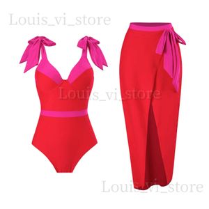 Mulheres Swimwear 2024 Biquinis de Luxo Swimwear Matching Set Mulheres Verão Push Up Bodysuit Sólido Patchwork Swimsuit Beachwear Luxo T240222