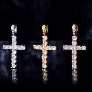 Hot Sale Cross Pendant 2mm-5mm Width 925 Sterling Silver with Ice Out Moissanite Hip Hop for Necklace
