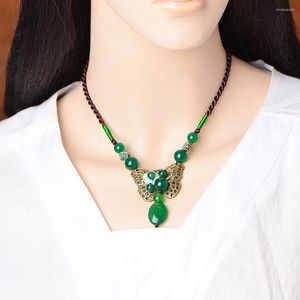 Hänge halsband 1st vintage kort kedja kedja etnisk stil kvinnors halsband smycken flicka gåva smycken hanfu tillbehör
