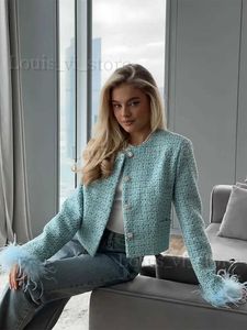 Damen Hoodies Sweatshirts Elegant Plaid Round Neck Kurzer Mantel für Frauen Mode Langarm Single Brea