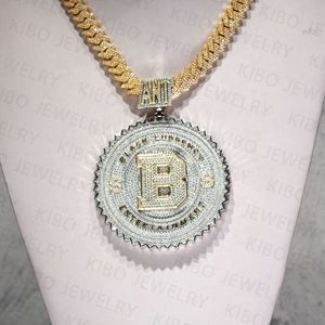Two Tone Iced Out Sterling Silver Custom Mens Hip Hop Jewelry Vvs Moissanite Pendant