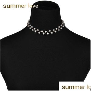 Hänghalsband Fashion clavicle chain pearl choker halsband för kvinnor korea stil sliver guld krage halsband eleganta smycken gif dhq5s
