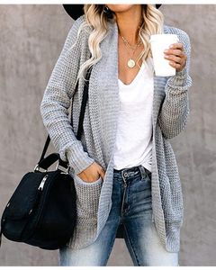 2024 Spring Womens Sweaters Cardigan Long Sleeve Open Front Button Down V Neck Ribbed Knit Lätt ytterkläder med fickan BK24009